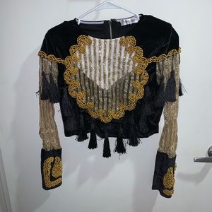 Tassel & sequin cropped top